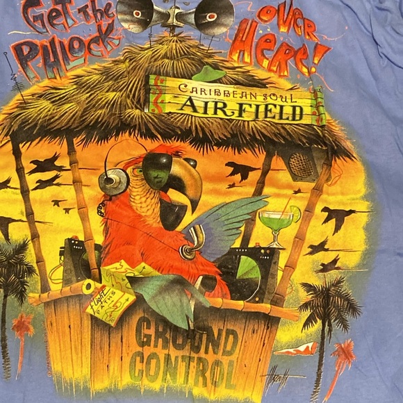 3XL men’s 100% cotton vintage never worn Blue Caribbean motif T-shirt - Picture 2 of 5